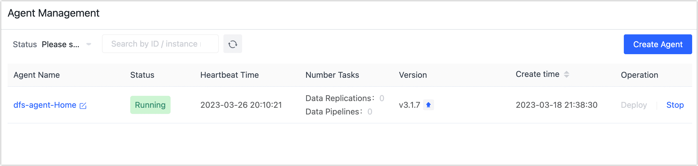 Check the status of the Agent