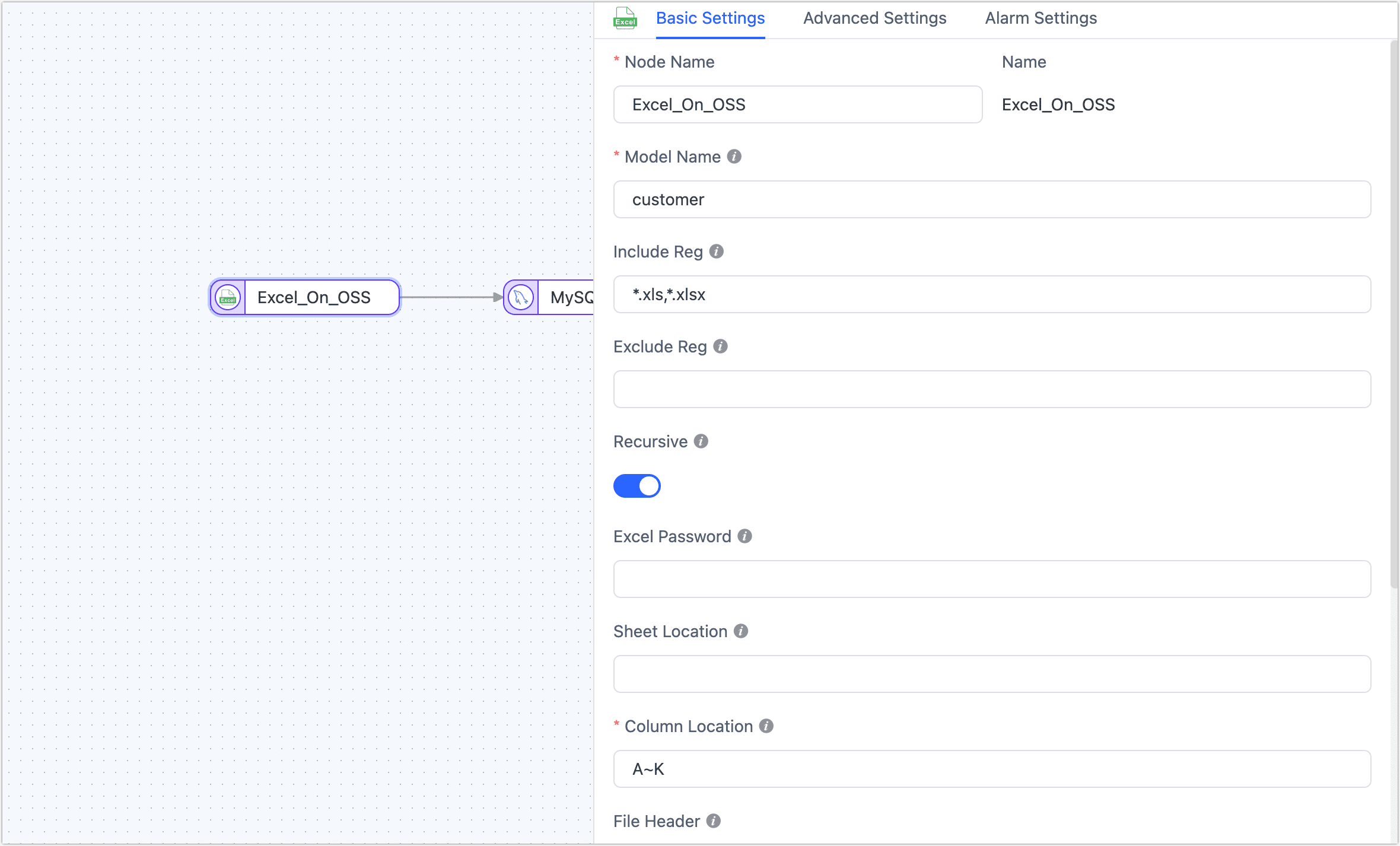 Microsoft Excel Data Source Settings