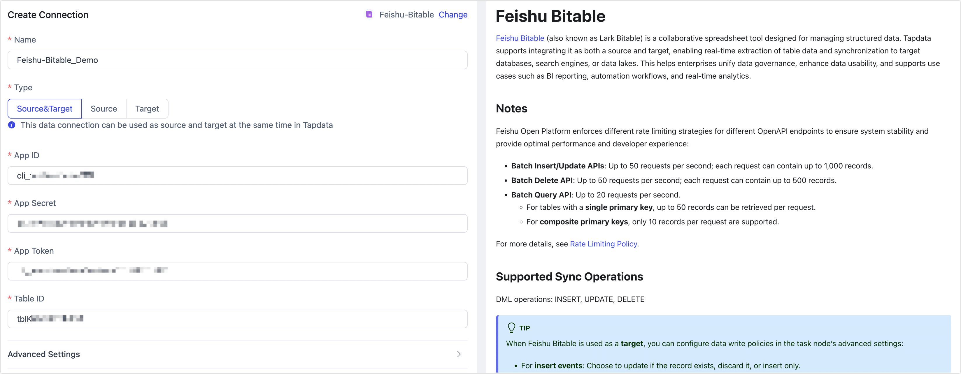 Lark Doc Connection Settings