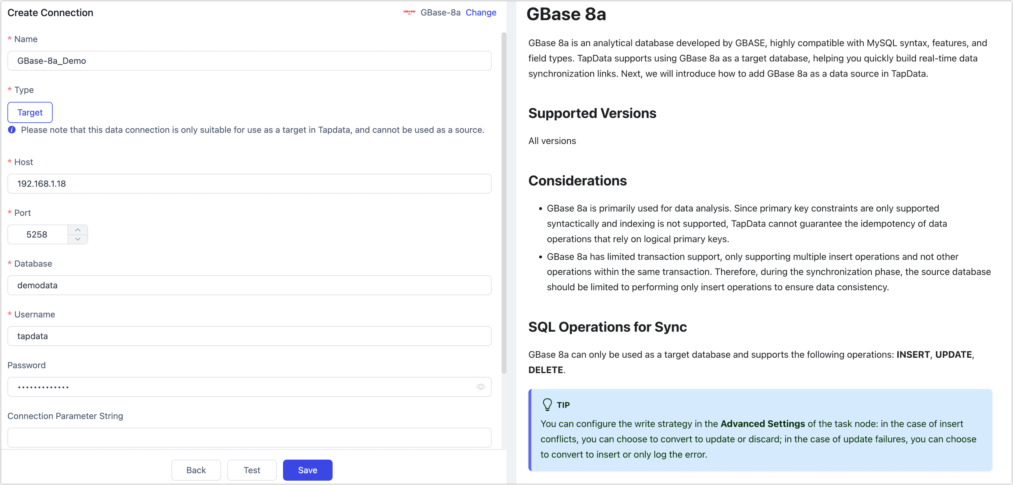 GBase 8a Connection Example