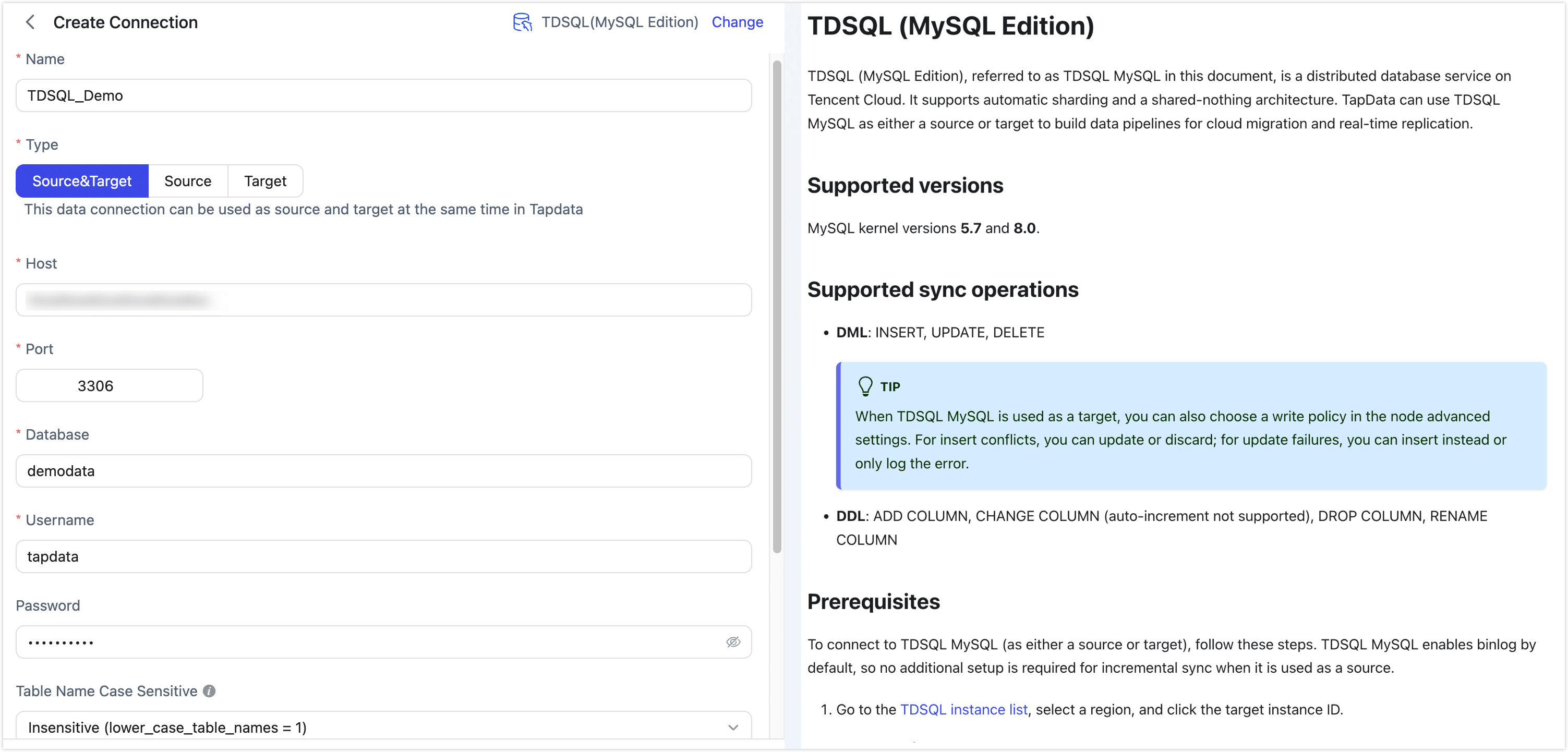 TDSQL MySQL connection settings